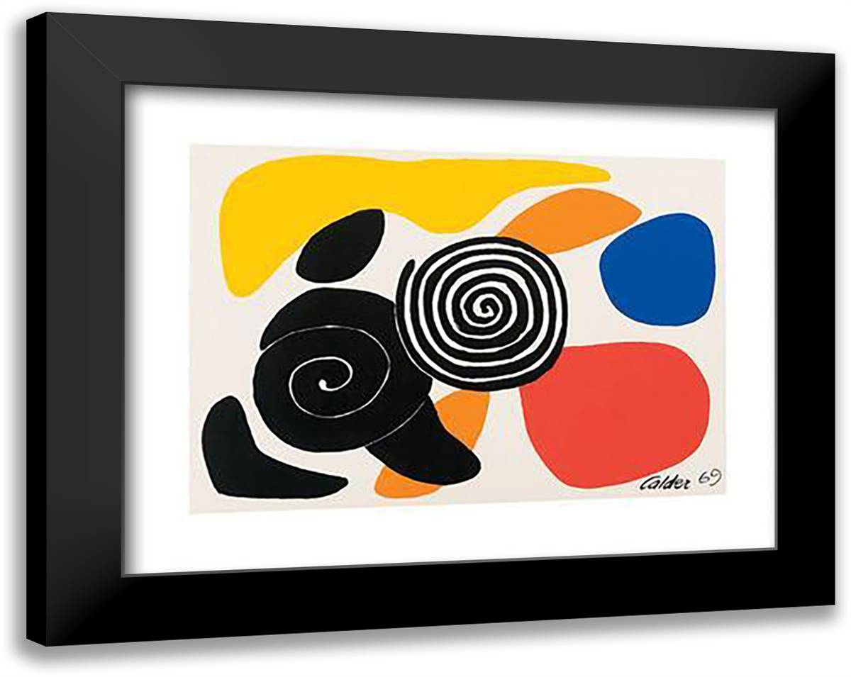 Spirals and Petals, 1969 36x28 Black Modern Wood Framed Art Print Poster by Calder, Alexander