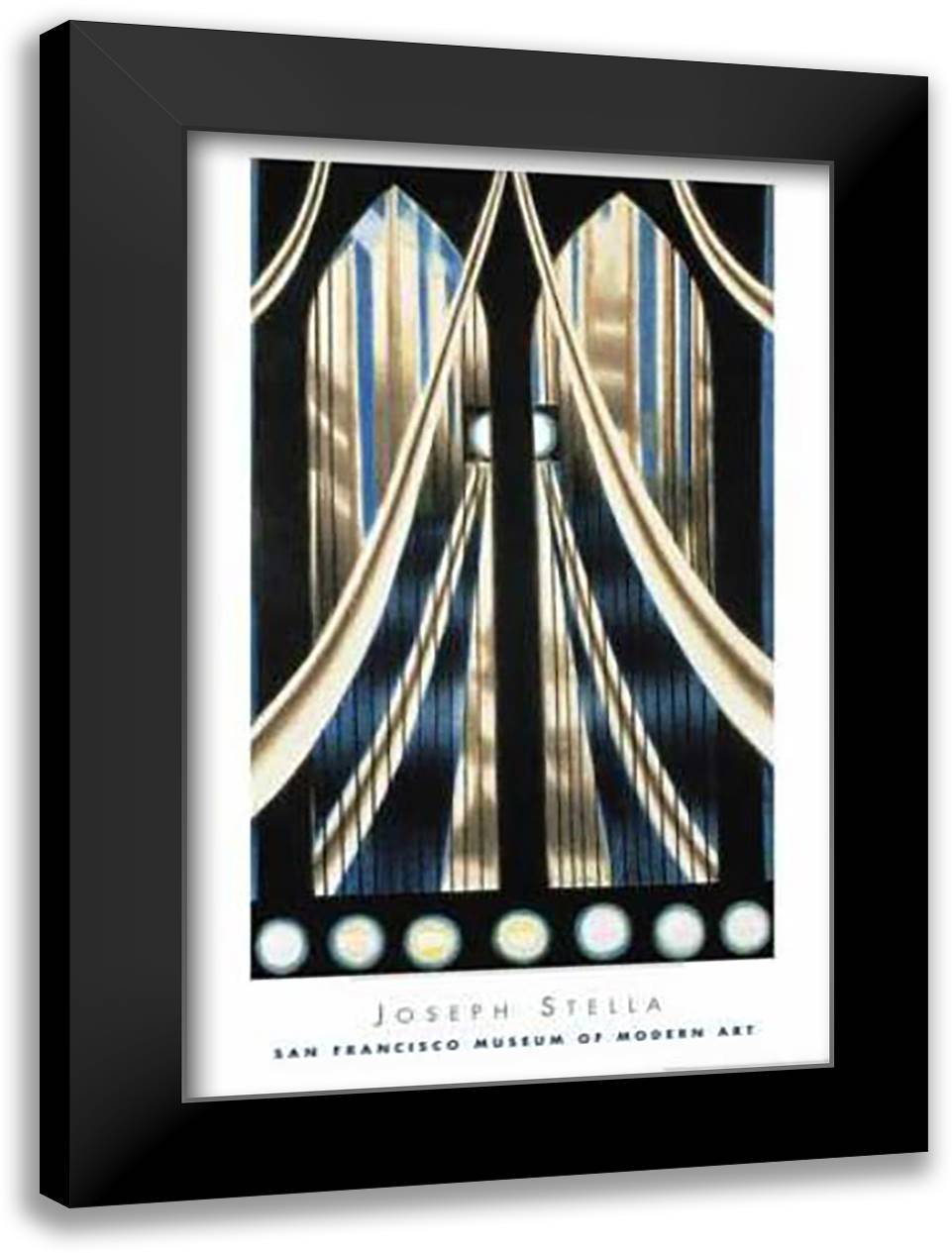 Bridge, 1936 28x40 Black Modern Wood Framed Art Print Poster by Stella, Joseph