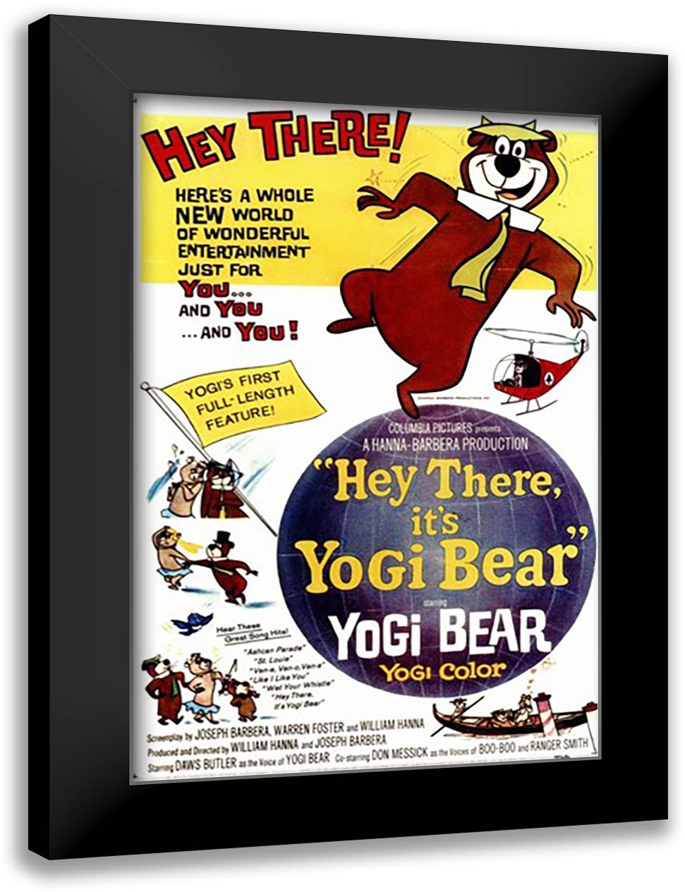Hey There It's Yogi Bear 15x21 Black Modern Wood Framed Art Print Poster