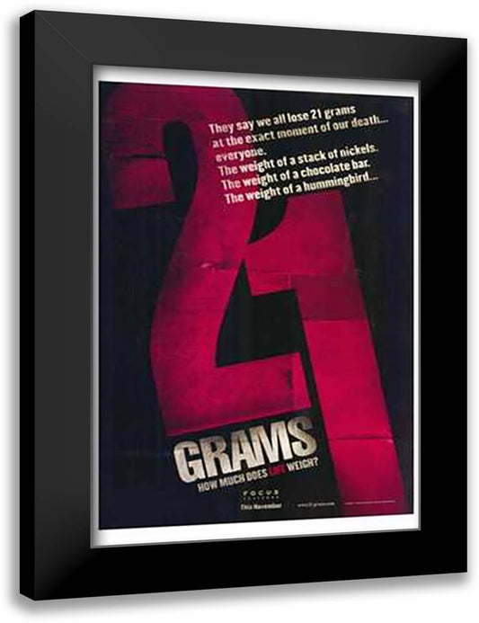 21 Grams 15x21 Black Modern Wood Framed Art Print Poster