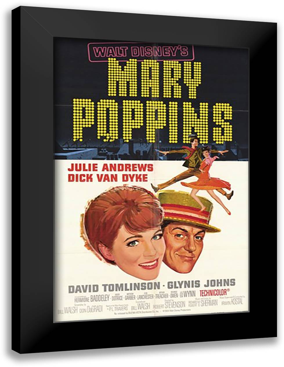 Mary Poppins 15x21 Black Modern Wood Framed Art Print Poster