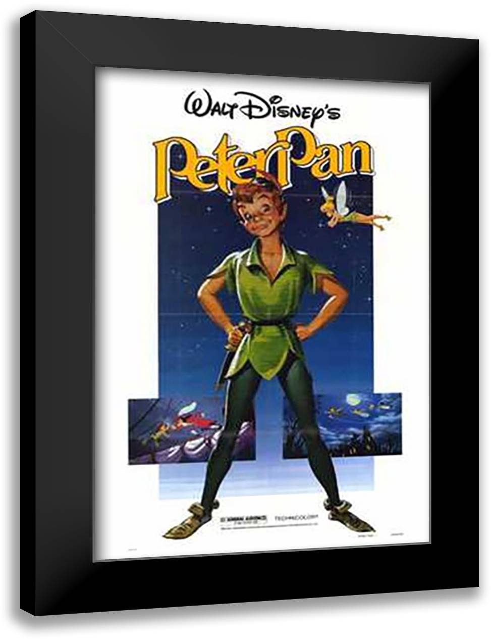 Peter Pan 15x21 Black Modern Wood Framed Art Print Poster