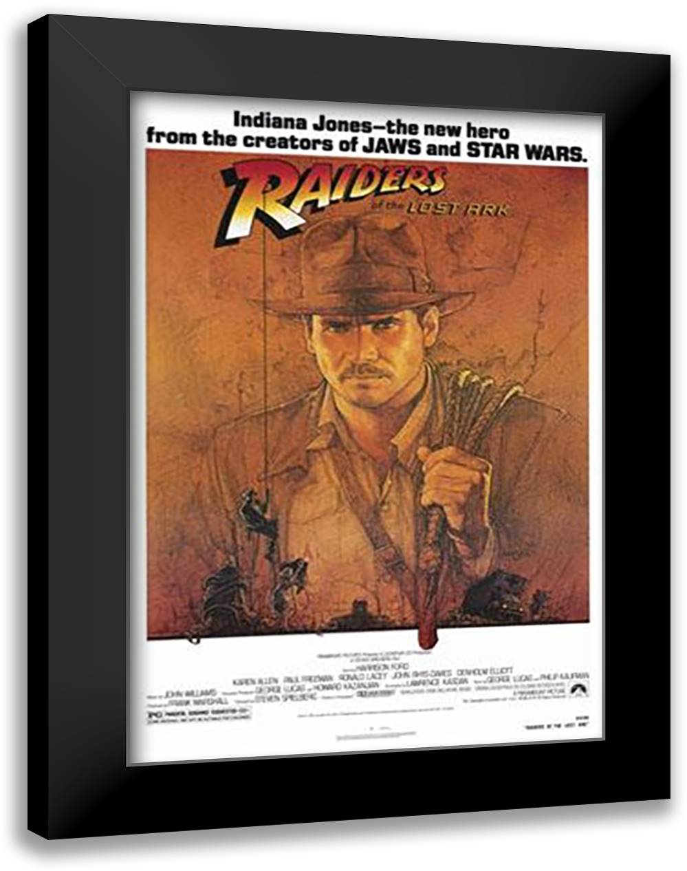 Raiders Of The Lost Ark 28x40 Black Modern Wood Framed Art Print Poster