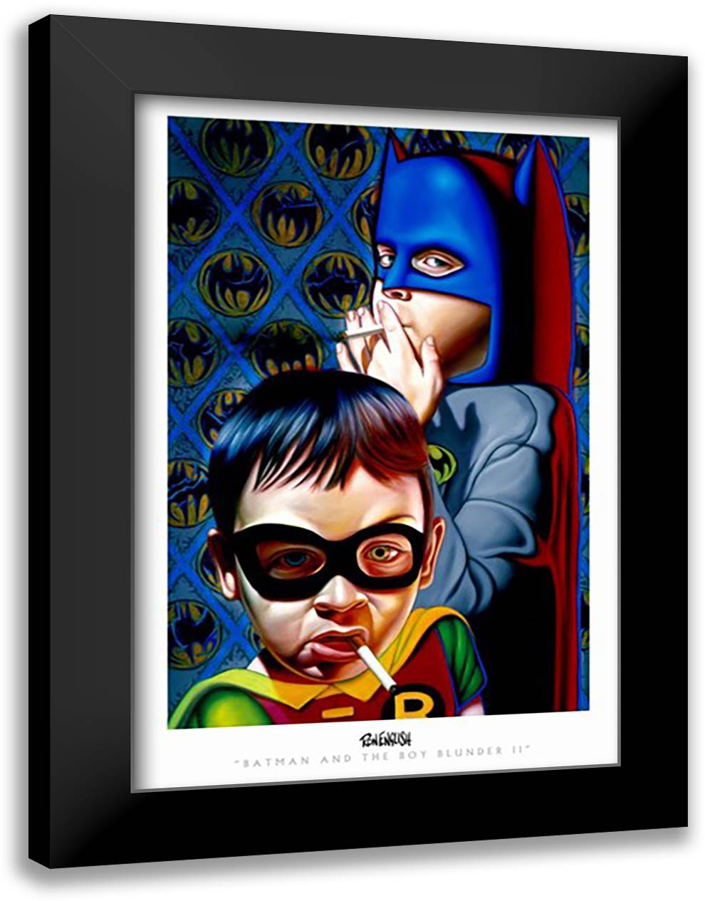 Batman and the Boy Blunder II 15x21 Black Modern Wood Framed Art Print Poster by English, Ron