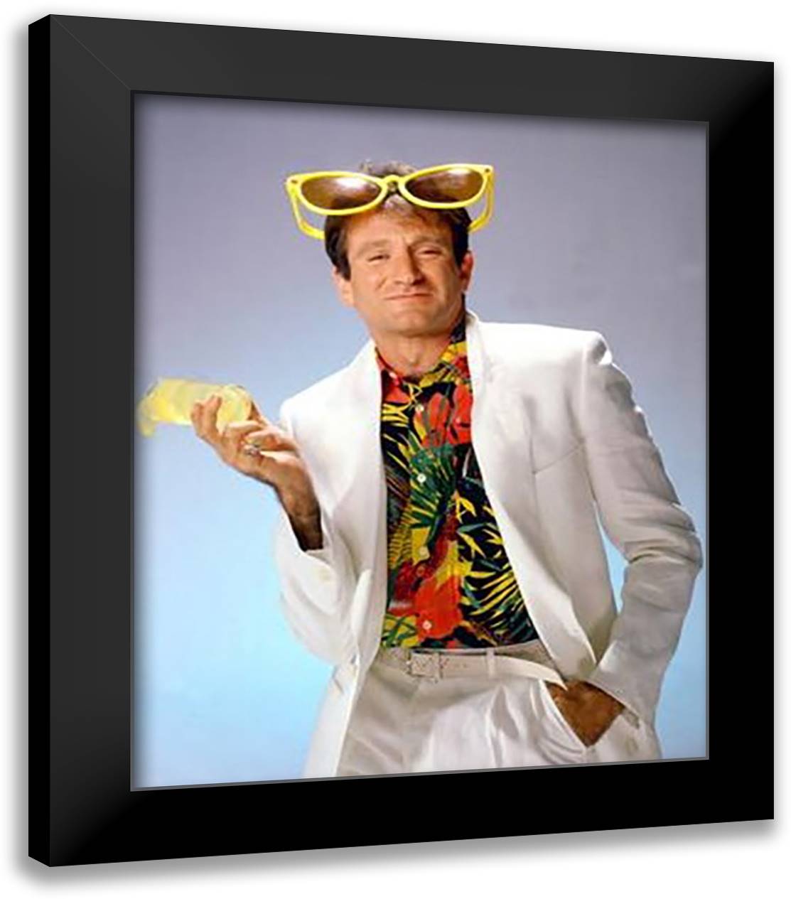 Robin Williams 24x28 Black Modern Wood Framed Art Print Poster