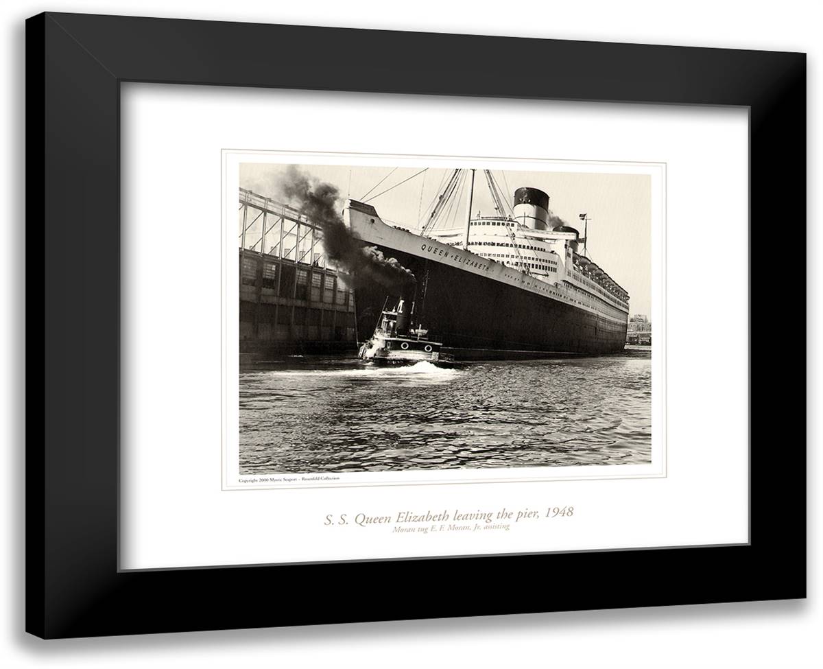 Ss Queen Elizabeth 1948 18x15 Black Modern Wood Framed Art Print Poster