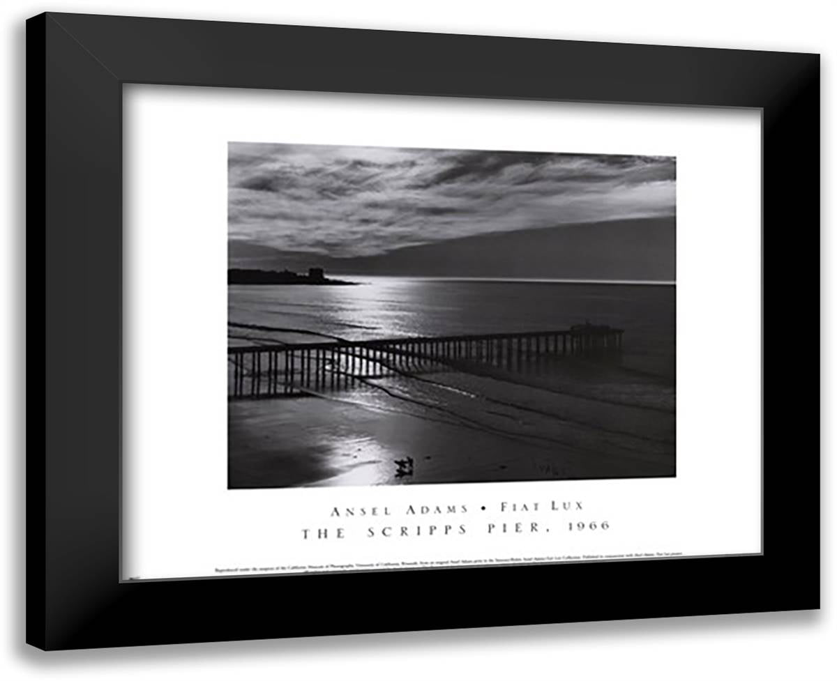 The Scripps Pier 18x15 Black Modern Wood Framed Art Print Poster by Adams, Ansel