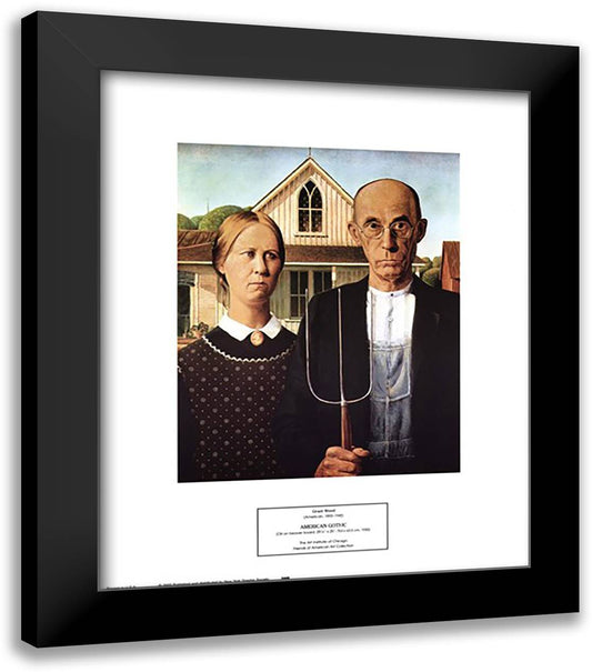 American Gothic, c.1930 16x19 Black Modern Wood Framed Art Print Poster by Wood, Grant