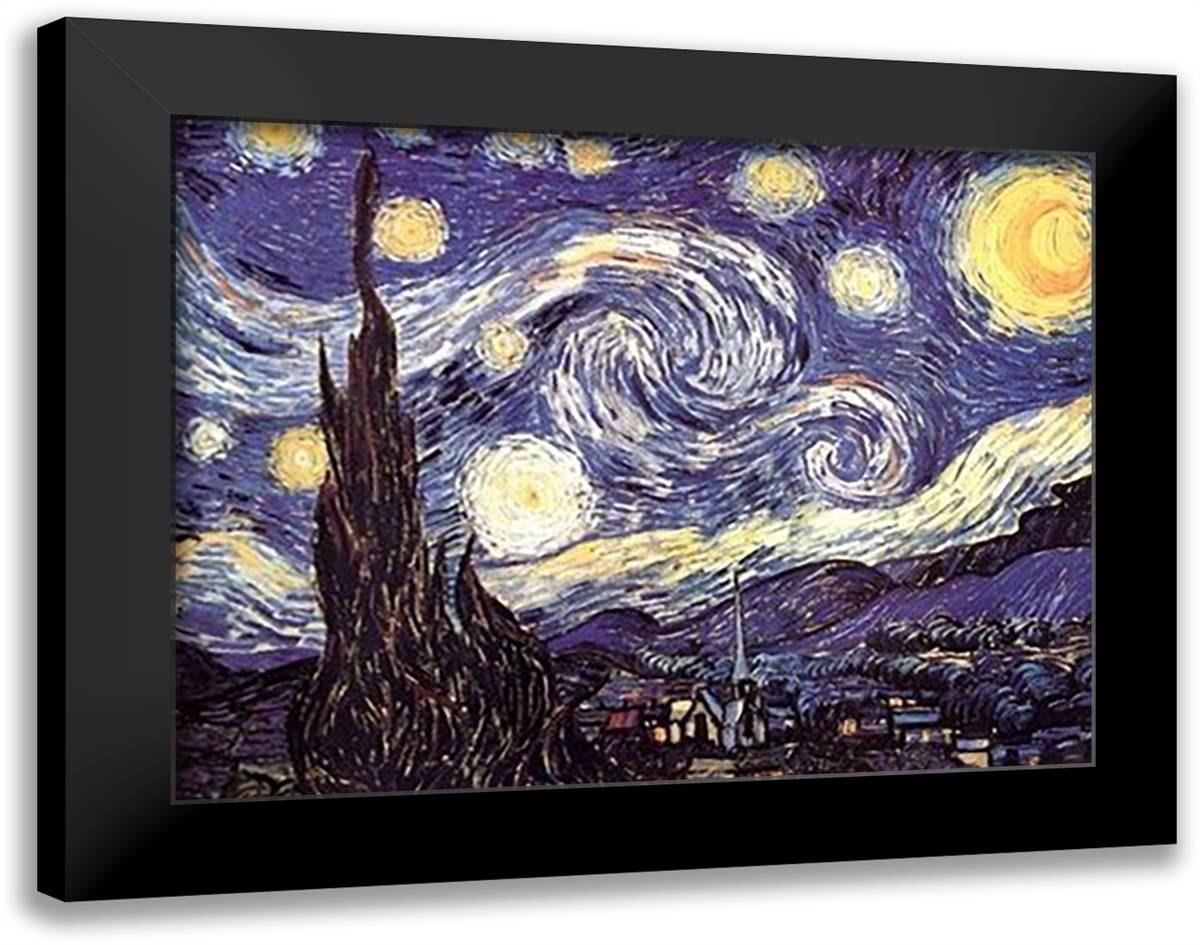Starry Night 36x28 Black Modern Wood Framed Art Print Poster by Van Gogh, Vincent