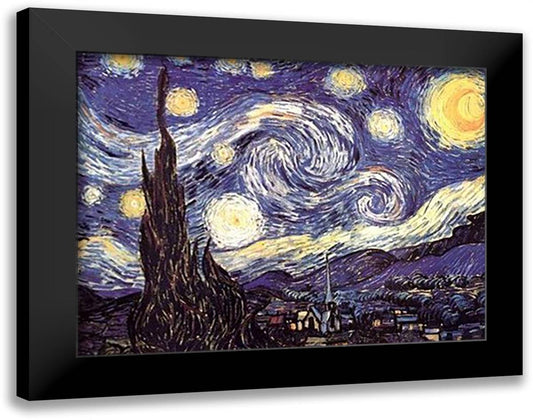 Starry Night 36x28 Black Modern Wood Framed Art Print Poster by Van Gogh, Vincent