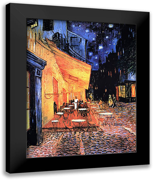 The Cafe Terrace on the Place du Forum, Arles, at Night, c.1888 28x36 Black Modern Wood Framed Art Print Poster by Van Gogh, Vincent