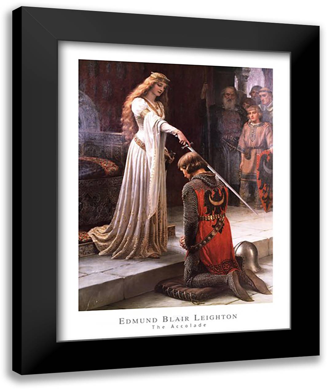 The Accolade 28x36 Black Modern Wood Framed Art Print Poster by Leighton, Edmund Blair