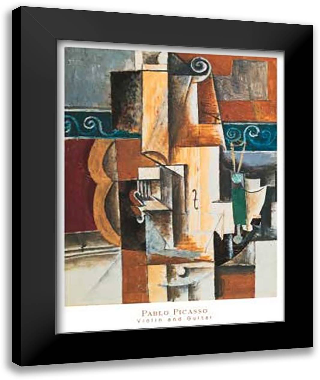 Violin and Guitar 28x36 Black Modern Wood Framed Art Print Poster by Picasso, Pablo