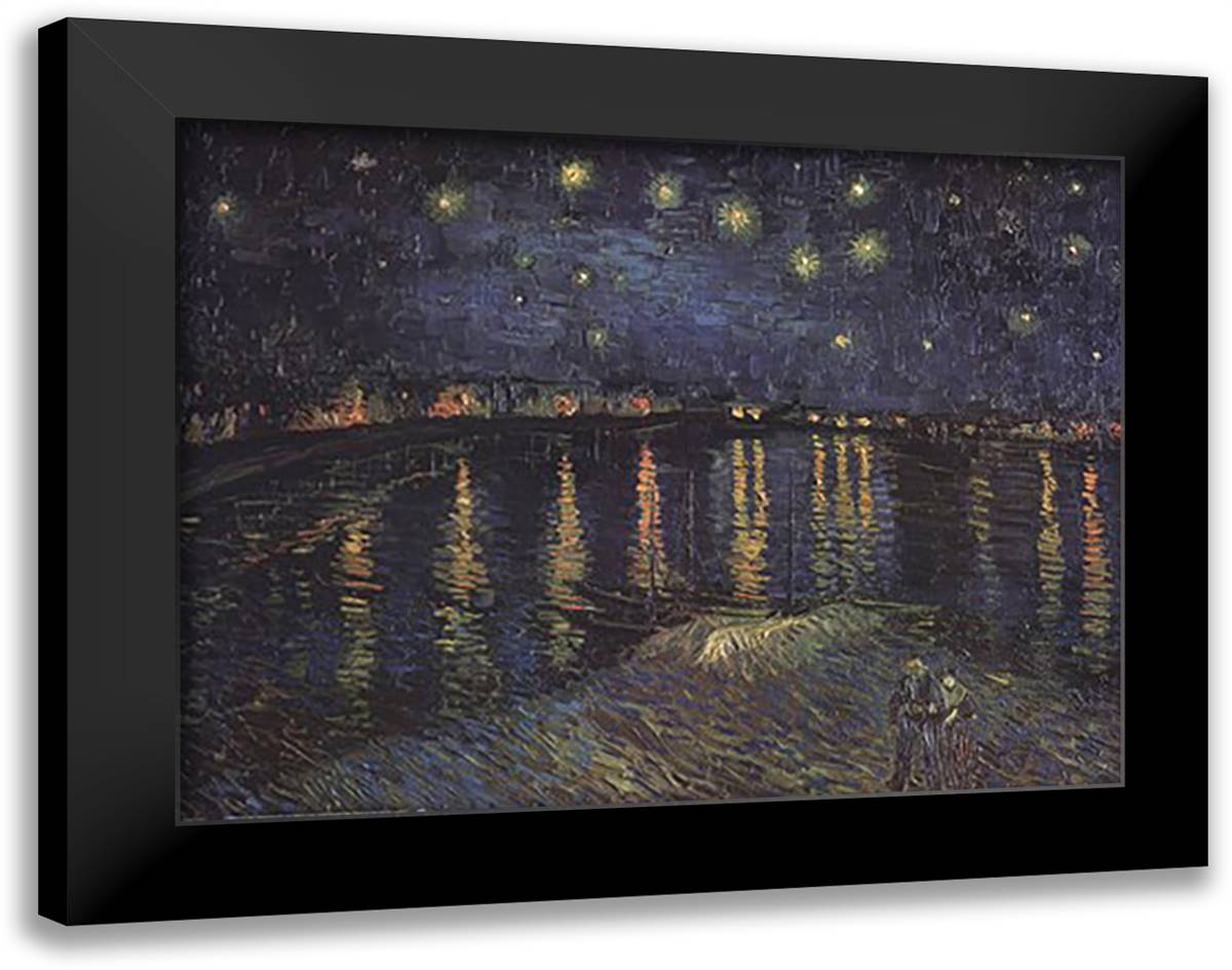 Starry Night over the Rhone, c.1888 36x28 Black Modern Wood Framed Art Print Poster by Van Gogh, Vincent