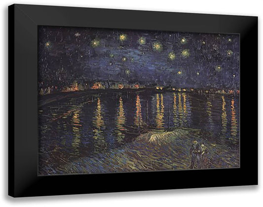 Starry Night over the Rhone, c.1888 36x28 Black Modern Wood Framed Art Print Poster by Van Gogh, Vincent