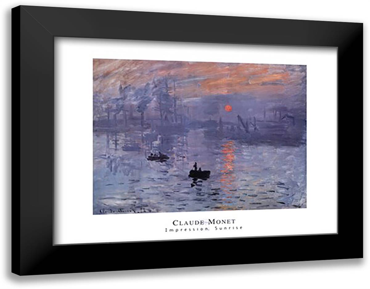 Impression, Sunrise, c.1872 (blue) 36x28 Black Modern Wood Framed Art Print Poster by Monet, Claude