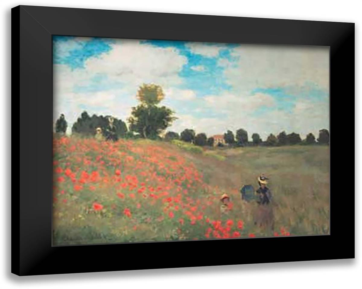 Les Coquelicuts 36x28 Black Modern Wood Framed Art Print Poster by Monet, Claude