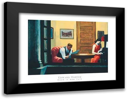 Room in New York 30x23 Black Modern Wood Framed Art Print Poster by Hopper, Edward