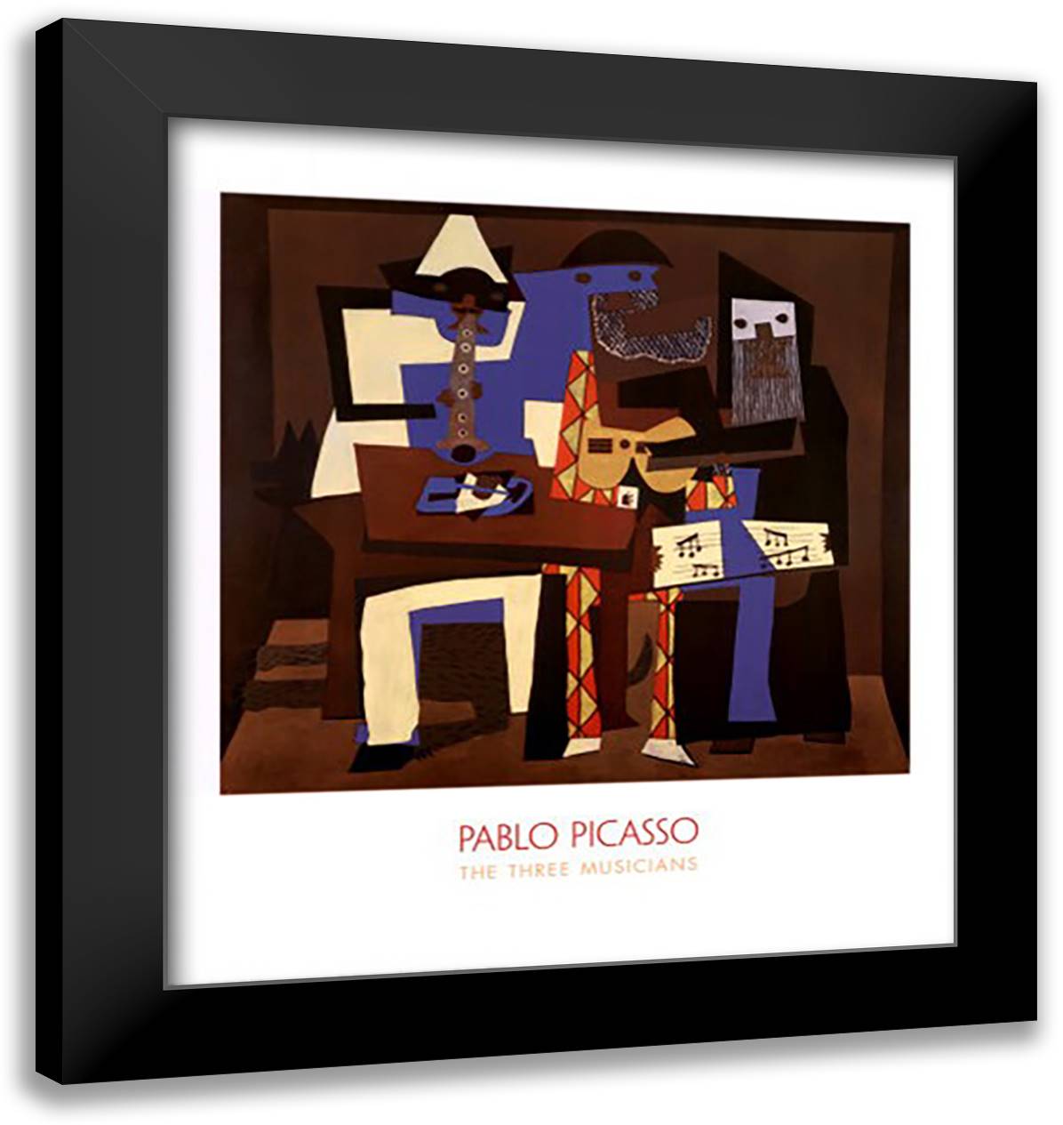 Three Musicians 28x30 Black Modern Wood Framed Art Print Poster by Picasso, Pablo