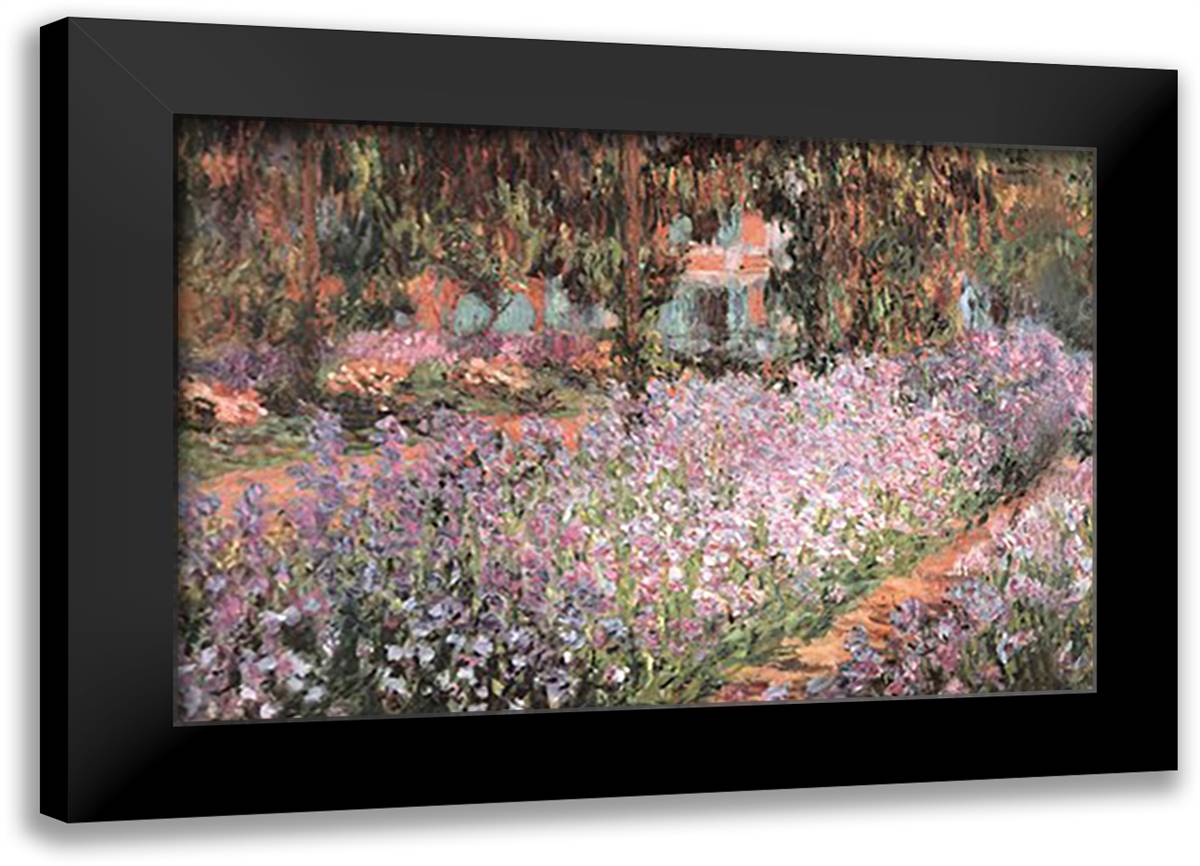 The Artist's Garden at Giverny, c.1900 40x28 Black Modern Wood Framed Art Print Poster by Monet, Claude