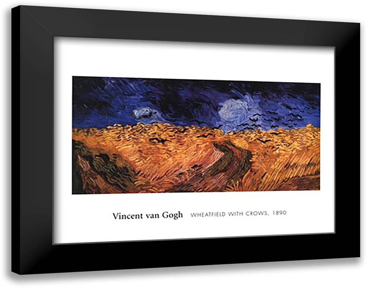 Wheatfield with Crows, c.1890 36x28 Black Modern Wood Framed Art Print Poster by Van Gogh, Vincent
