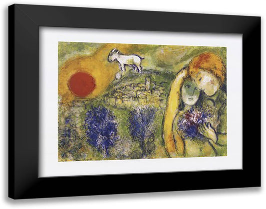 Les Amoureaux de Vence 36x28 Black Modern Wood Framed Art Print Poster by Chagall, Marc