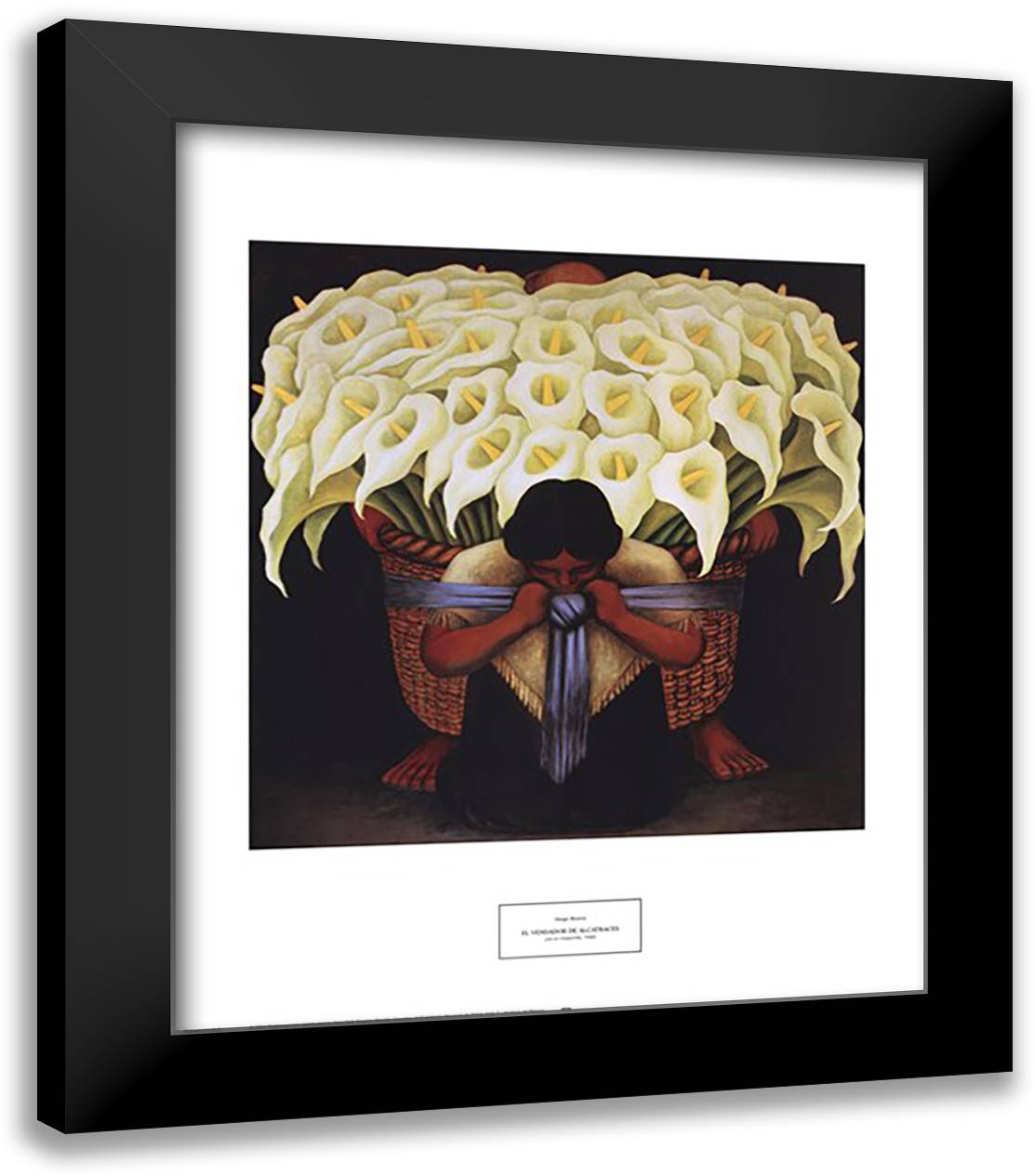 El Vendedor de Alcatraces 20x24 Black Modern Wood Framed Art Print Poster by Rivera, Diego