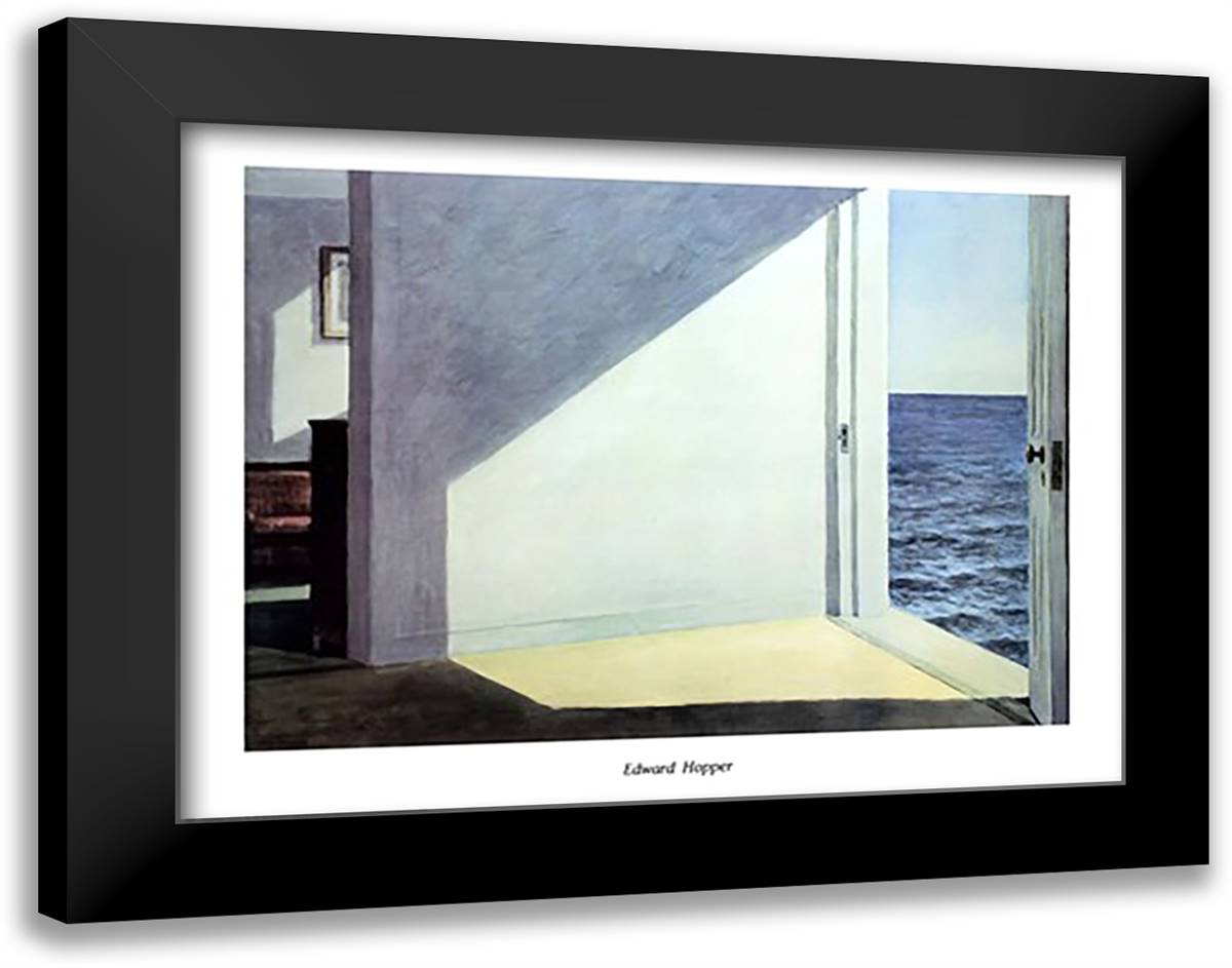 Rooms by the Sea 36x28 Black Modern Wood Framed Art Print Poster by Hopper, Edward