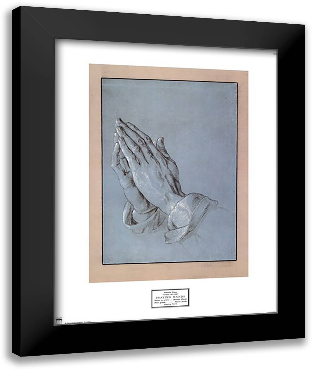 Praying Hands, c.1508 17x22 Black Modern Wood Framed Art Print Poster by Durer, Albrecht