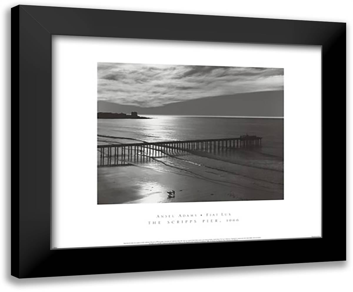 The Scripps Pier 24x20 Black Modern Wood Framed Art Print Poster by Adams, Ansel