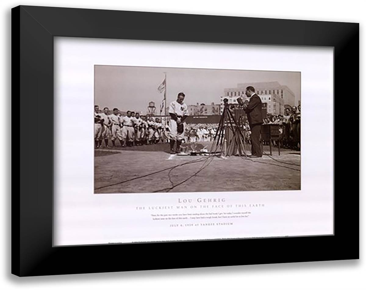 Lou Gehrig Farewell 20x16 Black Modern Wood Framed Art Print Poster by Bettmann-Corbis