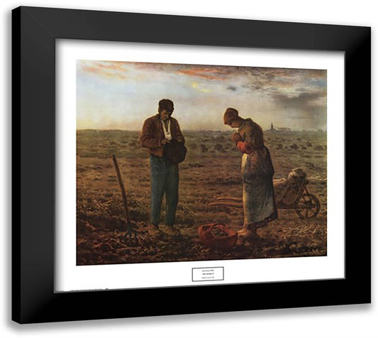 The Angelus, c.1859 32x28 Black Modern Wood Framed Art Print Poster by Millet, Jean Francois