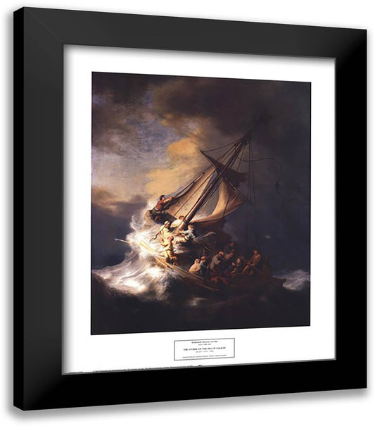 Storm on the Sea of Galilee 20x24 Black Modern Wood Framed Art Print Poster by Rembrandt