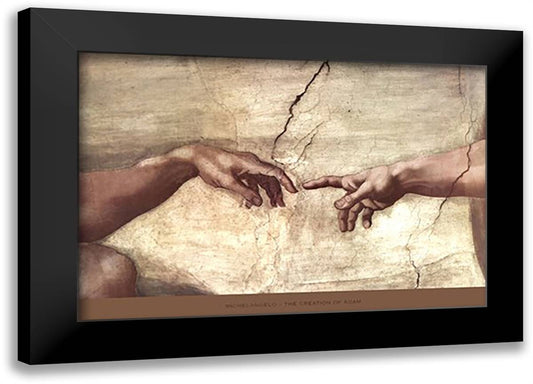 Creation of Adam (hands detail) 40x28 Black Modern Wood Framed Art Print Poster by Michelangelo