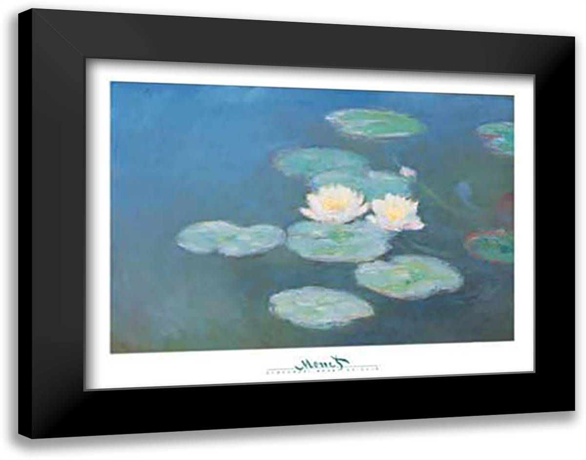 Nympheas Effet du Soir (Detail) 33x23 Black Modern Wood Framed Art Print Poster by Monet, Claude