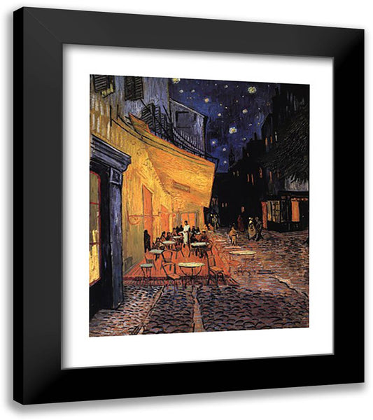 The Cafe Terrace on the Place du Forum, Arles, at Night, c.1888 28x34 Black Modern Wood Framed Art Print Poster by Van Gogh, Vincent