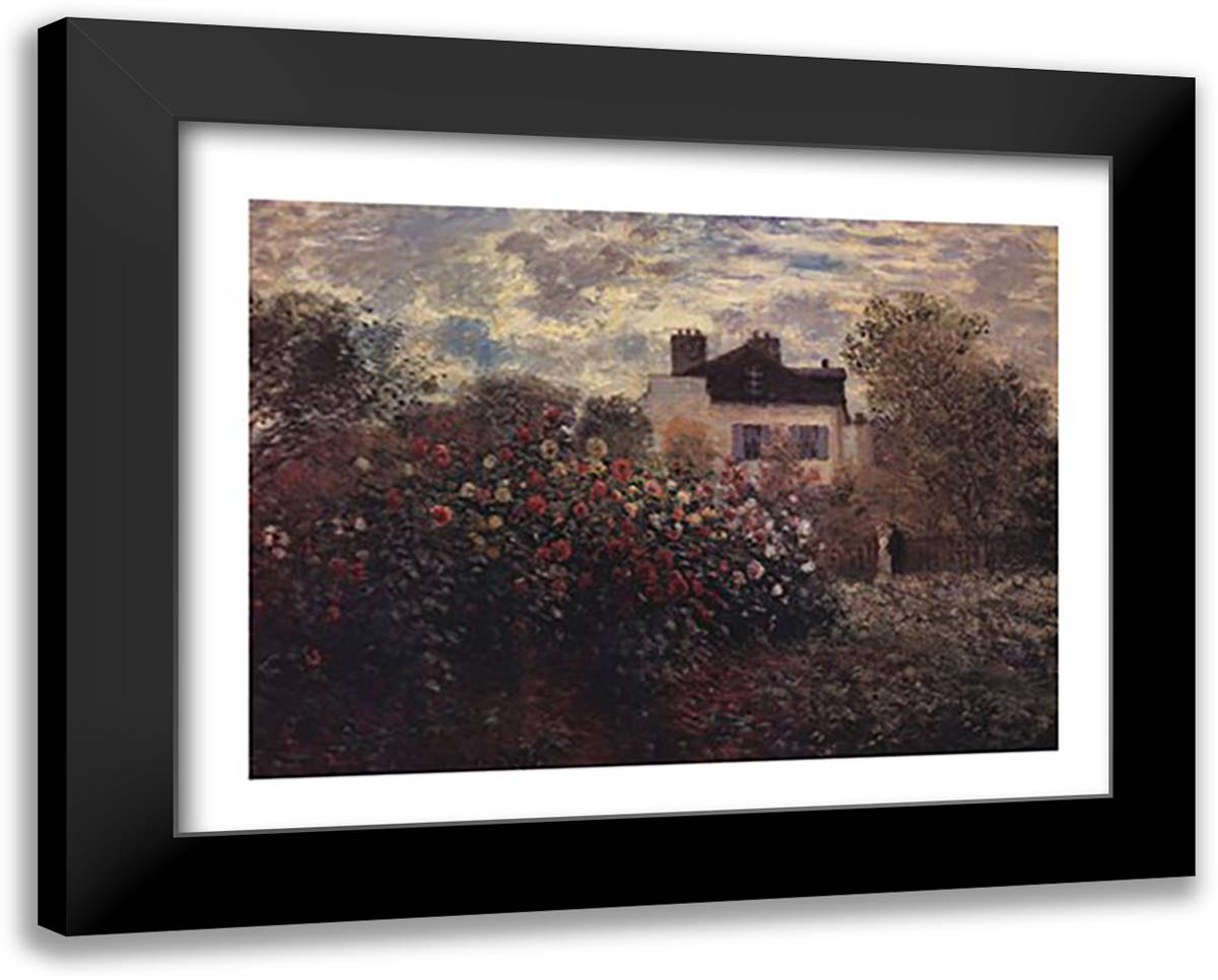 The Artist's Garden in Argenteuil (A Corner of the Garden with Dahlias), c.1873 34x28 Black Modern Wood Framed Art Print Poster by Monet, Claude