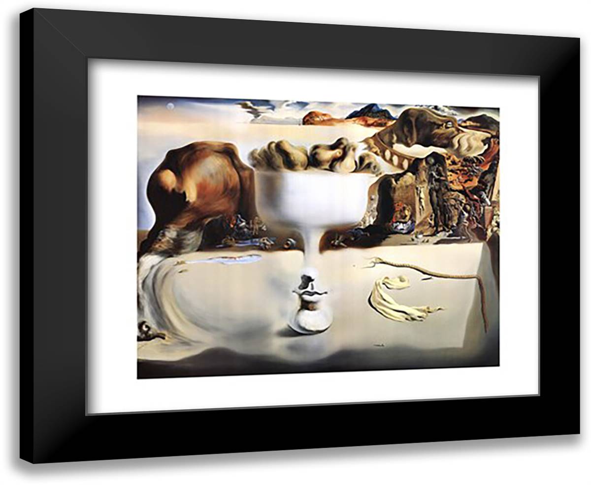 Apparition of Face and Fruit Dish on a Beach, c.1938 34x28 Black Modern Wood Framed Art Print Poster by Dali, Salvador