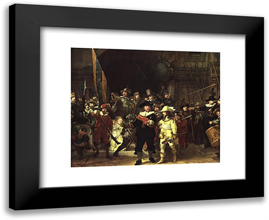 The Night Watch, 1642 34x28 Black Modern Wood Framed Art Print Poster by Rembrandt