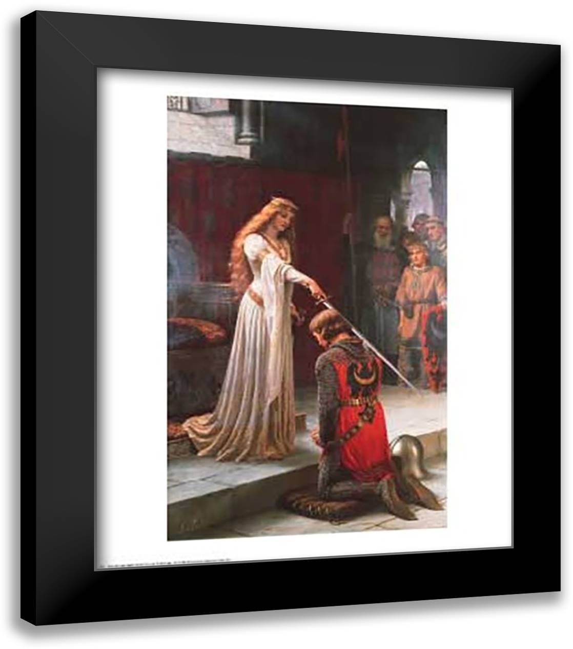 The Accolade 28x34 Black Modern Wood Framed Art Print Poster by Leighton, Edmund Blair