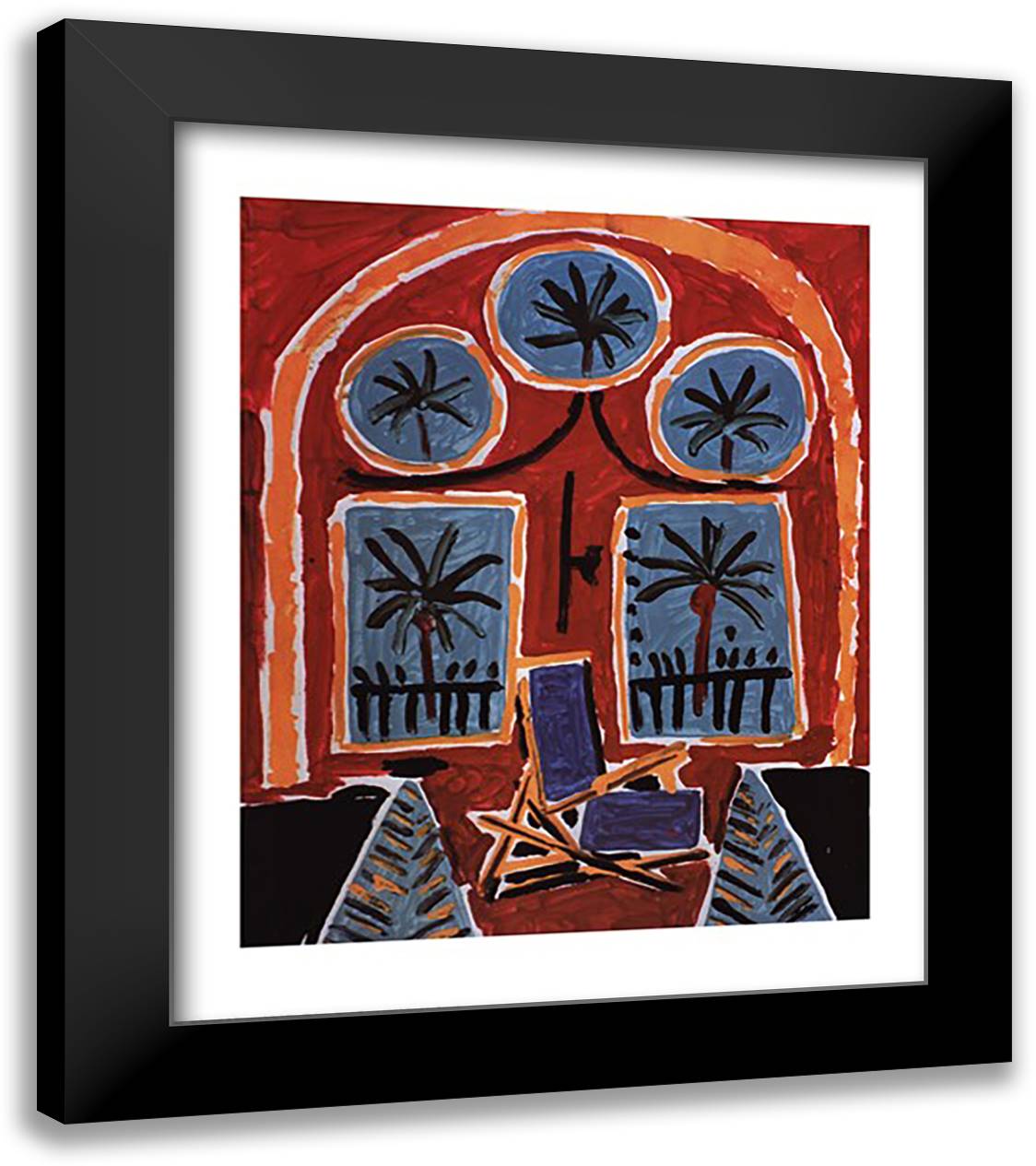 Interior with Blue Chair 28x34 Black Modern Wood Framed Art Print Poster by Picasso, Pablo