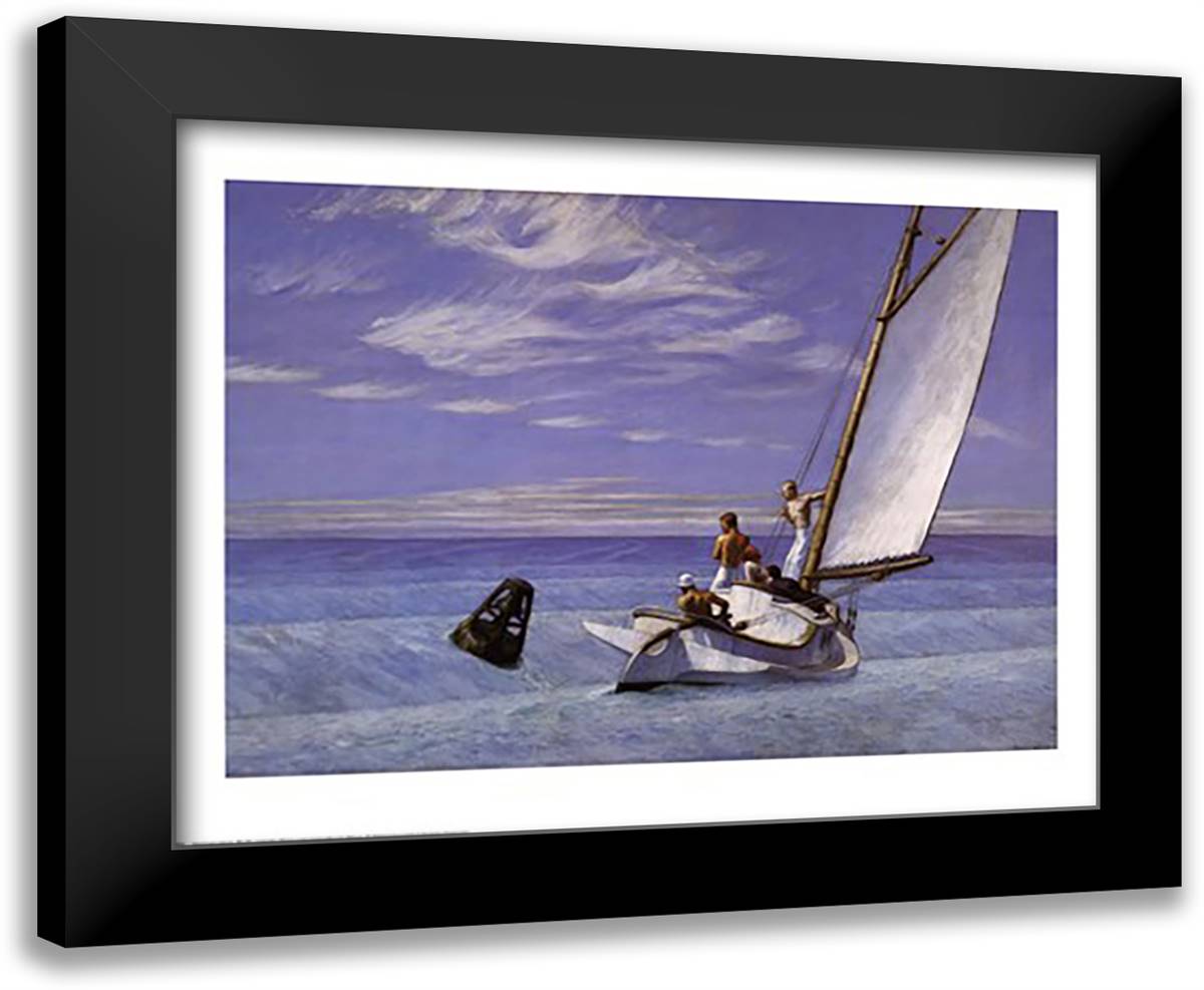 Ground Swell 34x28 Black Modern Wood Framed Art Print Poster by Hopper, Edward