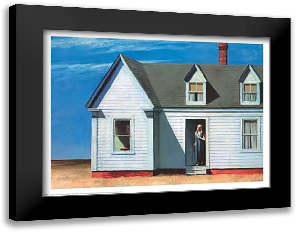 High Noon 34x28 Black Modern Wood Framed Art Print Poster by Hopper, Edward