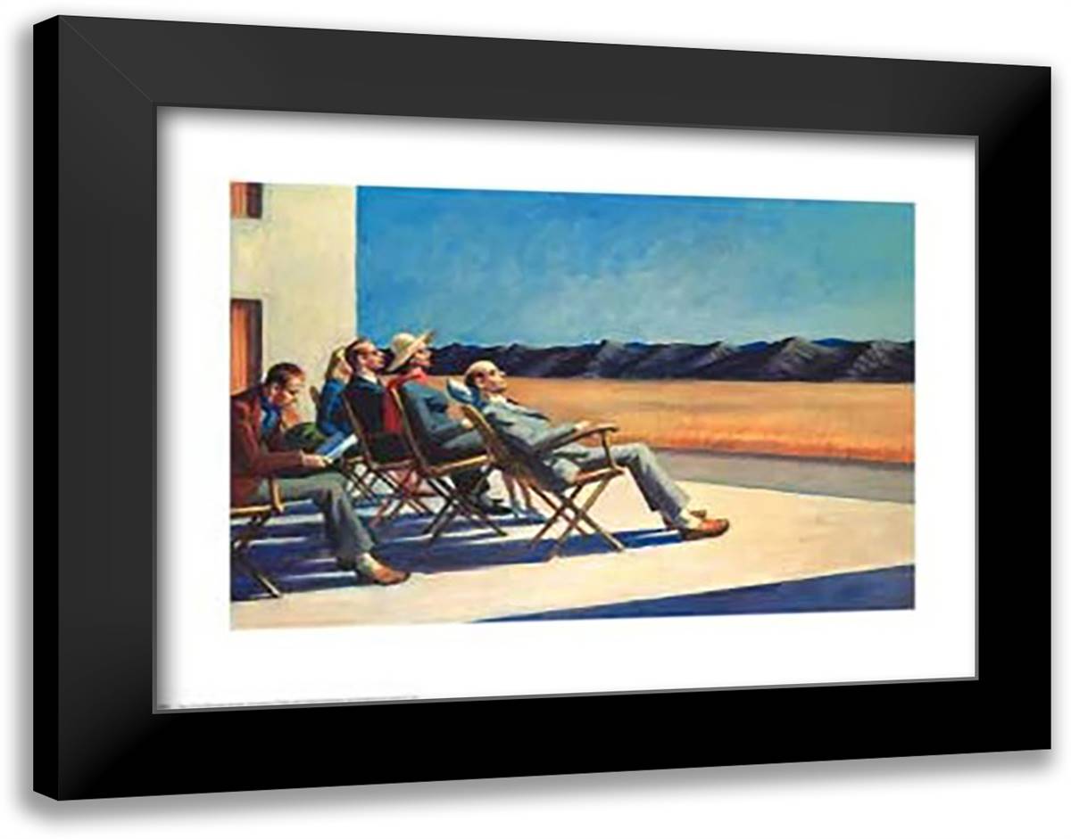 People in the Sun 34x28 Black Modern Wood Framed Art Print Poster by Hopper, Edward