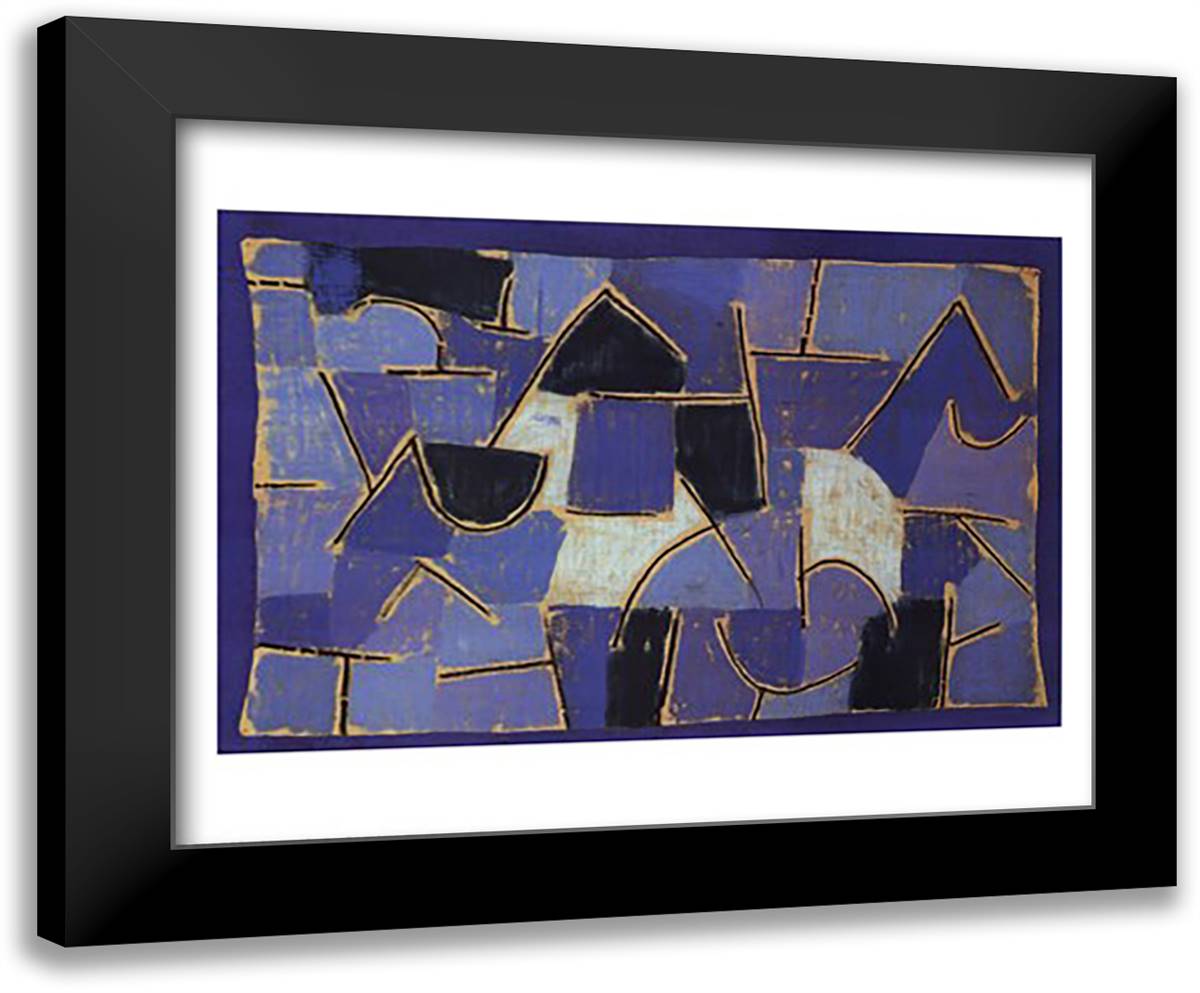 Blaue Nacht 34x28 Black Modern Wood Framed Art Print Poster by Klee, Paul