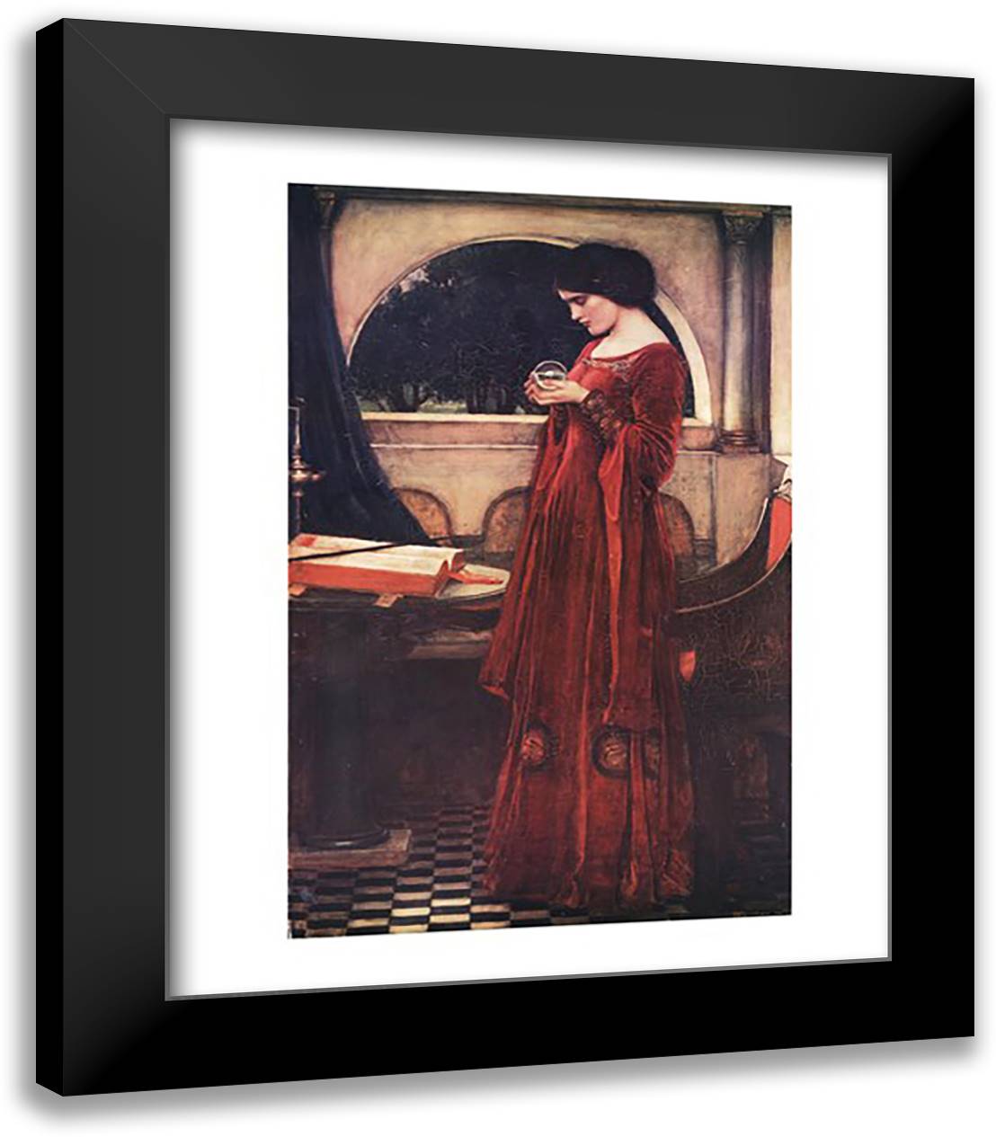 The Crystal Ball, c.1902 28x34 Black Modern Wood Framed Art Print Poster by Waterhouse, John William
