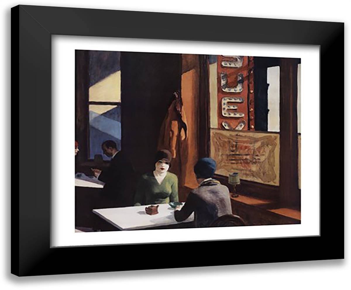 Chop Suey 34x28 Black Modern Wood Framed Art Print Poster by Hopper, Edward