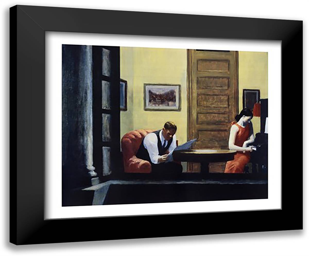 Room in New York 34x28 Black Modern Wood Framed Art Print Poster by Hopper, Edward