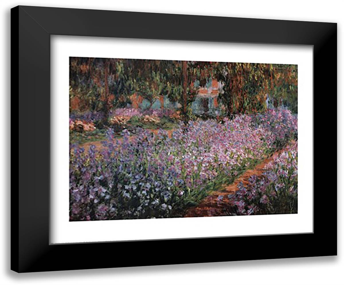 The Artist's Garden at Giverny, c.1900 34x28 Black Modern Wood Framed Art Print Poster by Monet, Claude