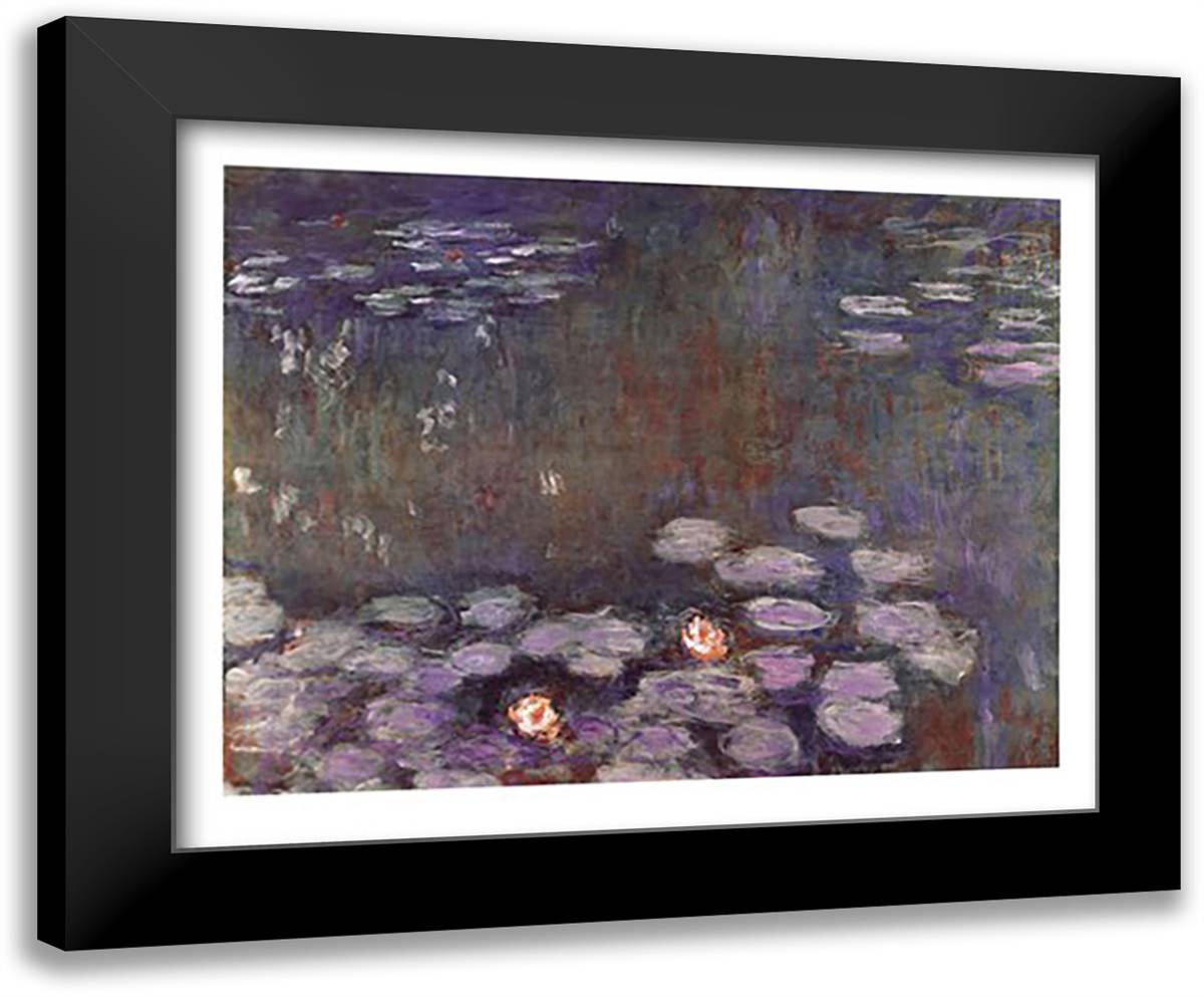 Water Lilies 34x28 Black Modern Wood Framed Art Print Poster by Monet, Claude